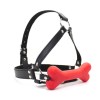 Small Harness Dog Bones Shape Silicone Gag RED