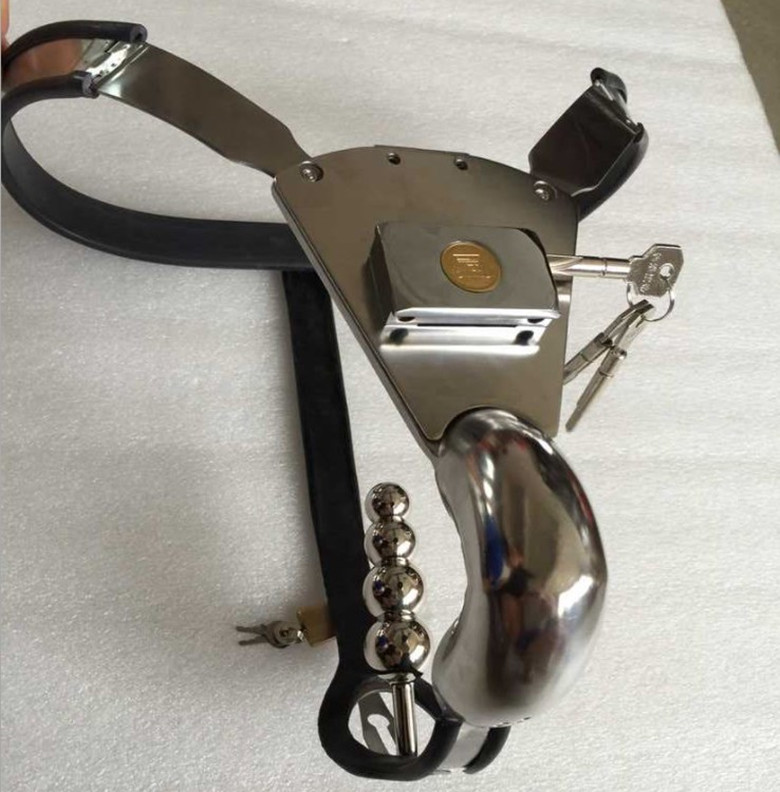 Male Fully Adjustable ModelT Stainless Steel Chastity Belt Wit